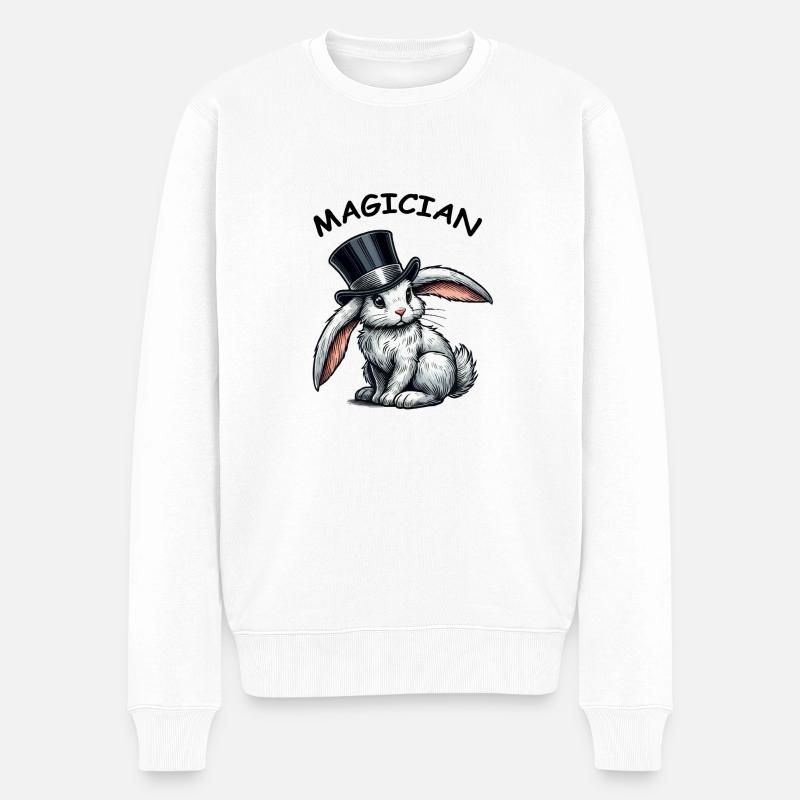 hase zylinder - Männer Premium Bio Pullover - Weiß