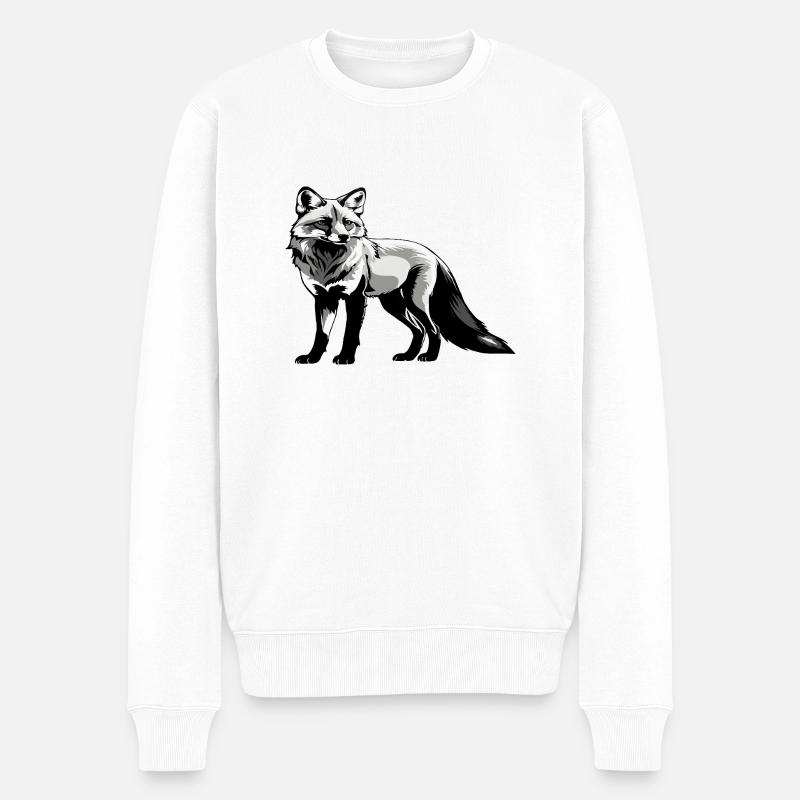Fuchs - Cute Animal Design - Männer Premium Bio Pullover - Weiß