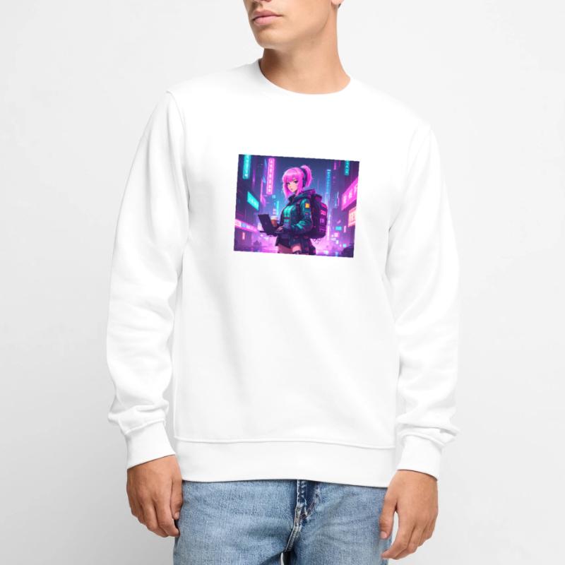 Neon Hacker Girl – Prêt à coder et à conquérir Pull Premium bio Homme