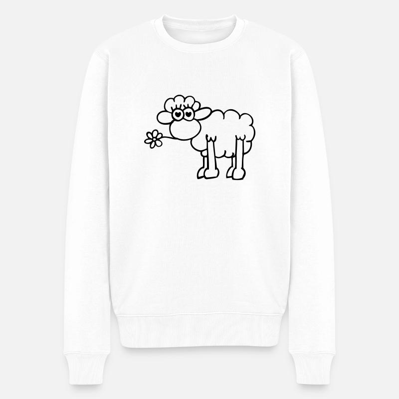 Verliebtes Schaf - Männer Premium Bio Pullover - Weiß