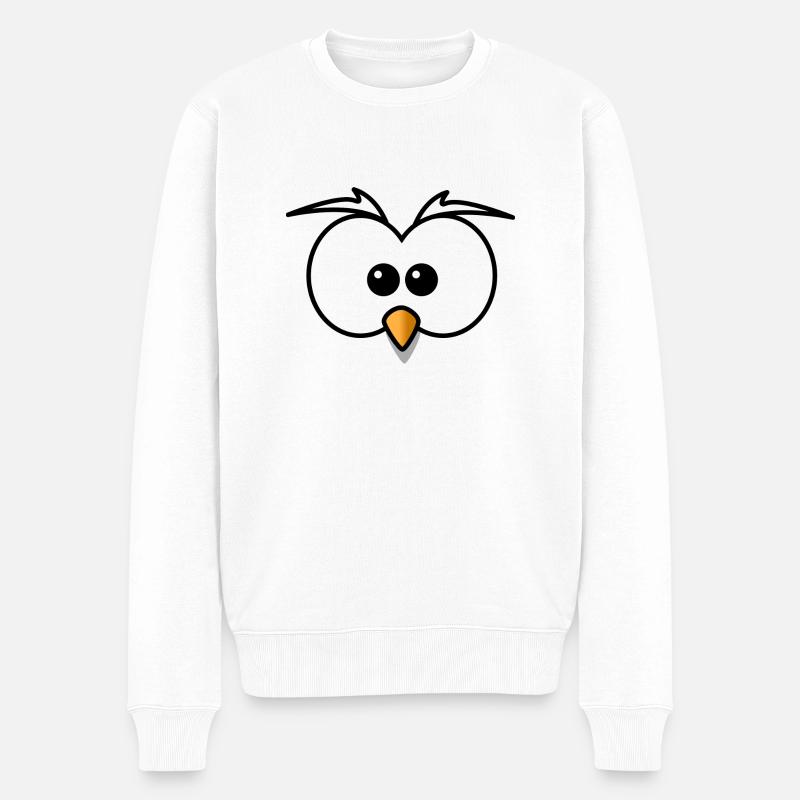 Eule - Männer Premium Bio Pullover - Weiß