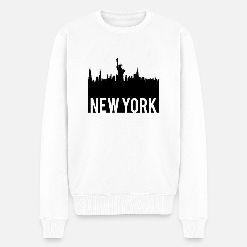 New York city Skyline - Männer Premium Bio Pullover - Weiß