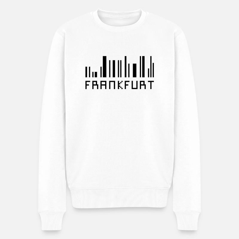 Frankfurt Skyline Barcode - Hessen - Männer Premium Bio Pullover - Weiß