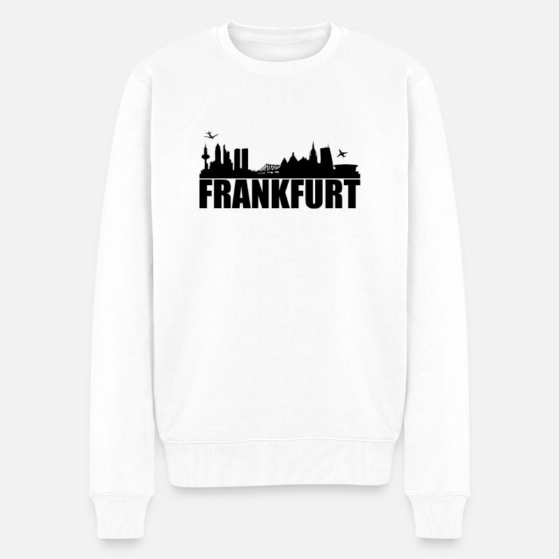 Frankfurt Skyline Silhoue - Männer Premium Bio Pullover - Weiß