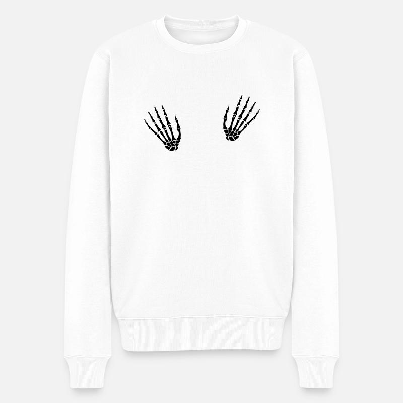 skelett_haende_1__f1 - Männer Premium Bio Pullover - Weiß