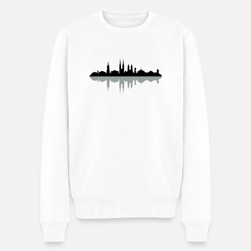 Skyline Halle Schatten - Männer Premium Bio Pullover - Weiß