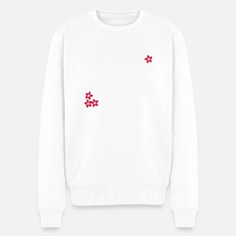 Blüten / blossoms (1c) - Männer Premium Bio Pullover - Weiß