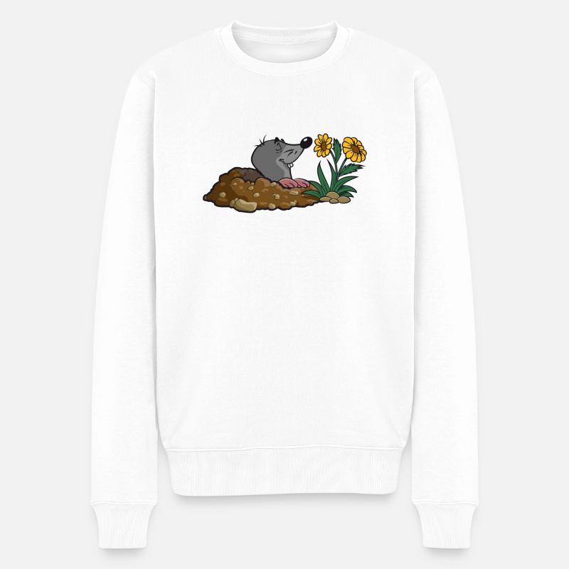 Maulwurf erde Maulwurfhuegel blume riechen duft sp - Männer Premium Bio Pullover - Weiß
