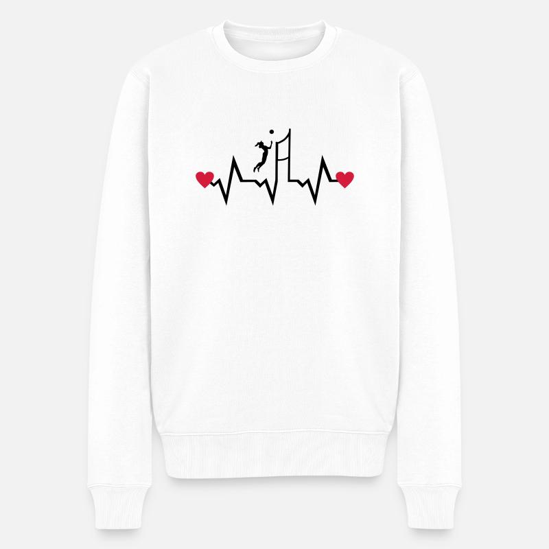 Volleyball & Herzschlag, Volleyballspielerin - Männer Premium Bio Pullover - Weiß
