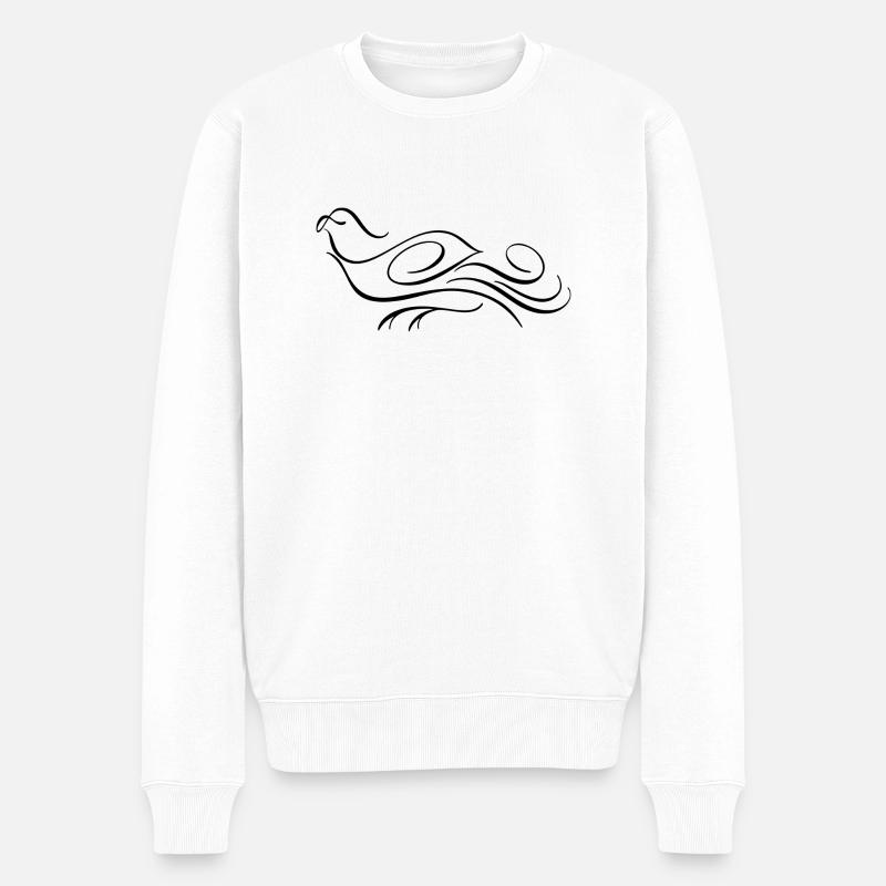 Pencil Line Art Fasan - Männer Premium Bio Pullover - Weiß
