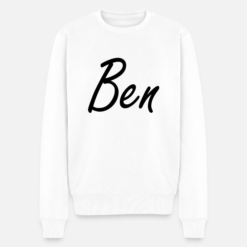 Ben - Männer Premium Bio Pullover - Weiß