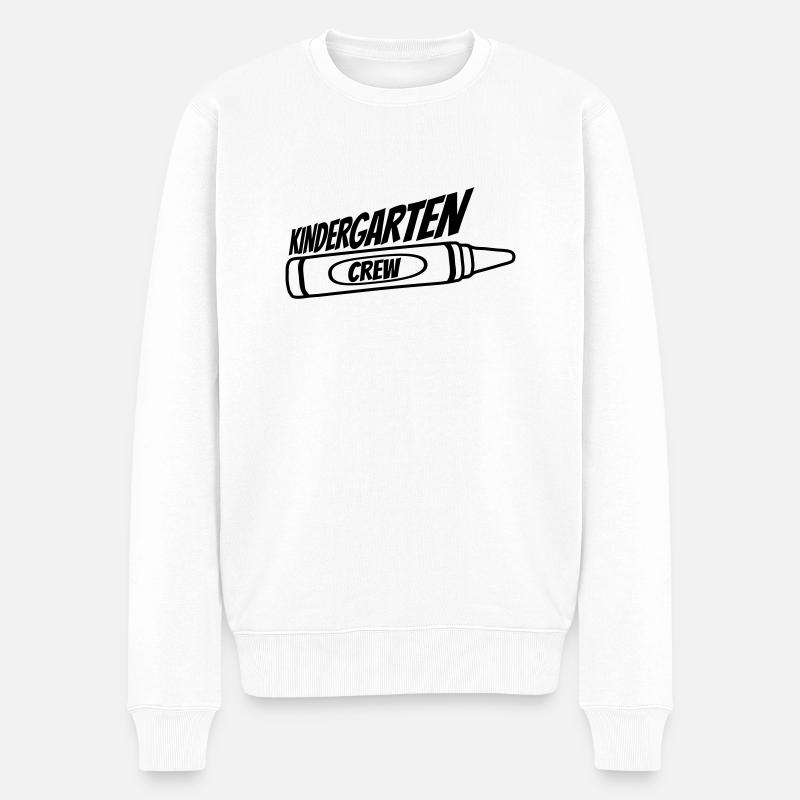 Team Kindergarten Crew Wachsmalstift - Männer Premium Bio Pullover - Weiß