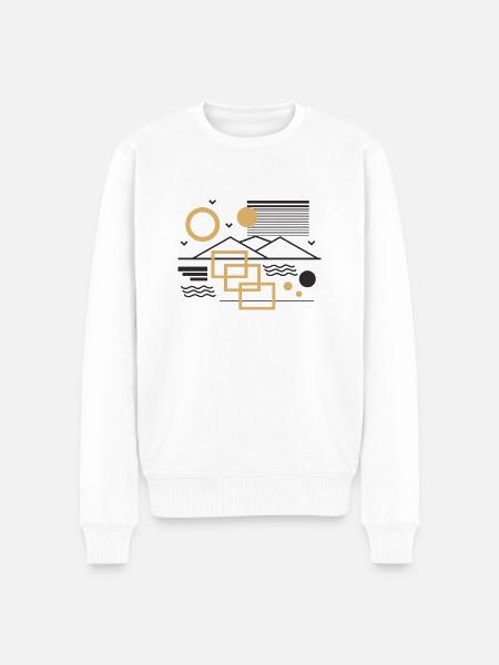 Sun and Mountain - Männer Premium Bio Pullover - Weiß