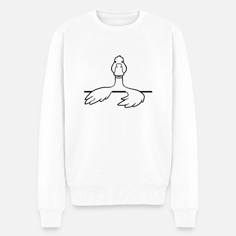 Comic Gans hinter Mauer - Männer Premium Bio Pullover - Weiß