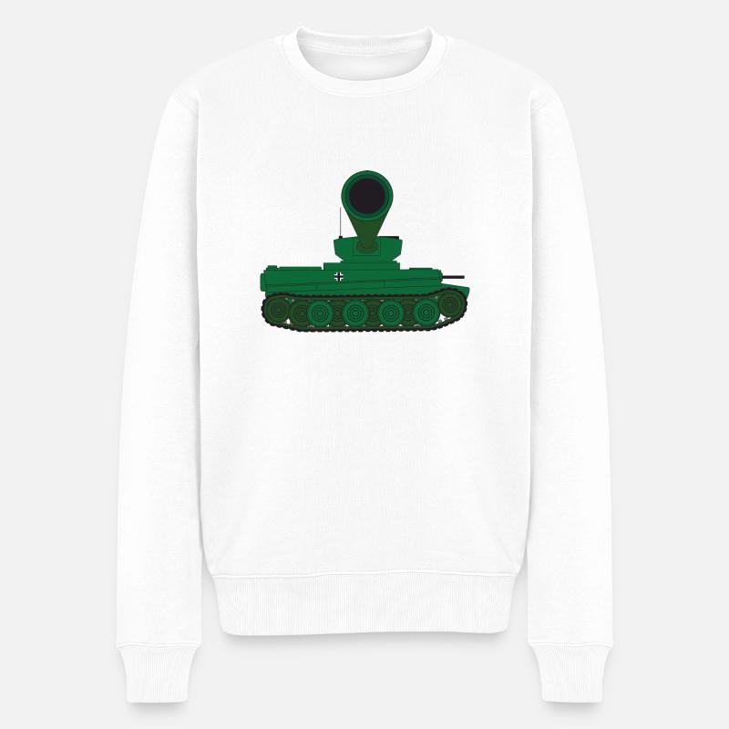 Panzerturm-Geschützrohr - Männer Premium Bio Pullover - Weiß