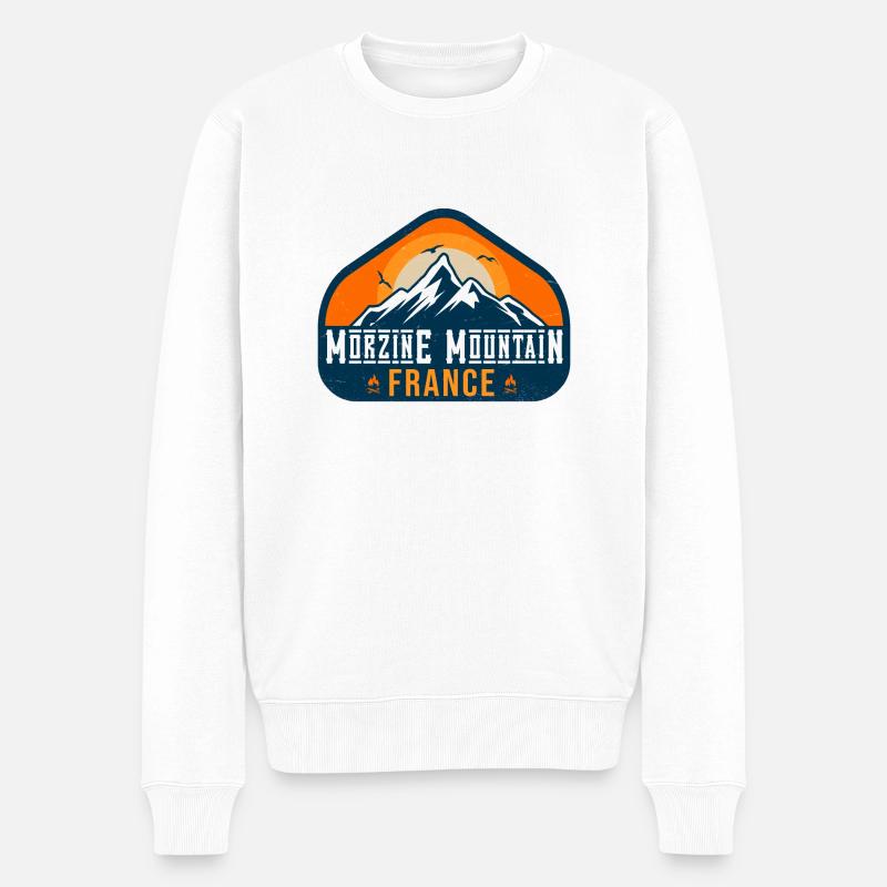 Morzine Frankreich Berg - Männer Premium Bio Pullover - Weiß