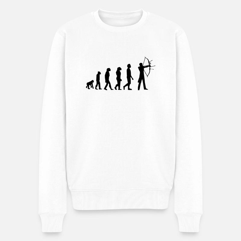 Evolution des Bogenschießens - Männer Premium Bio Pullover - Weiß