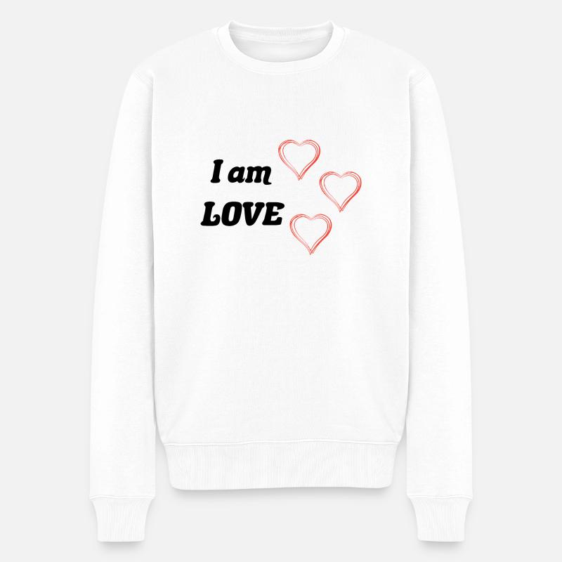 Je suis Amour - Paroles positives - Pull Premium bio Homme - blanc