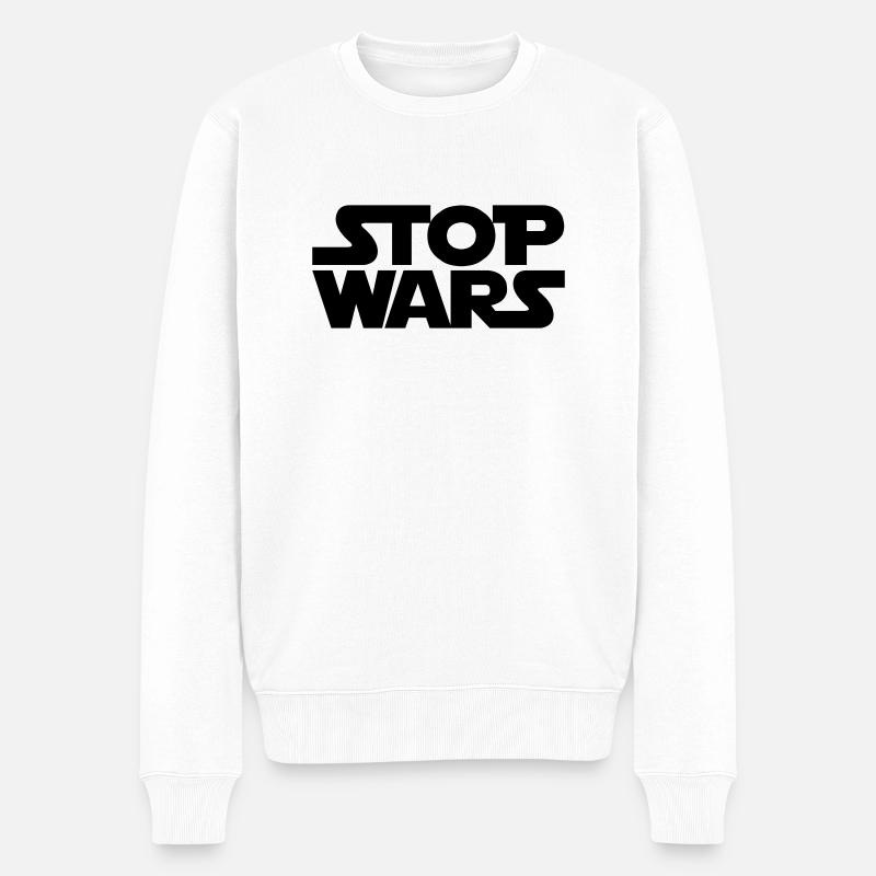 STOP WARS - Männer Premium Bio Pullover - Weiß