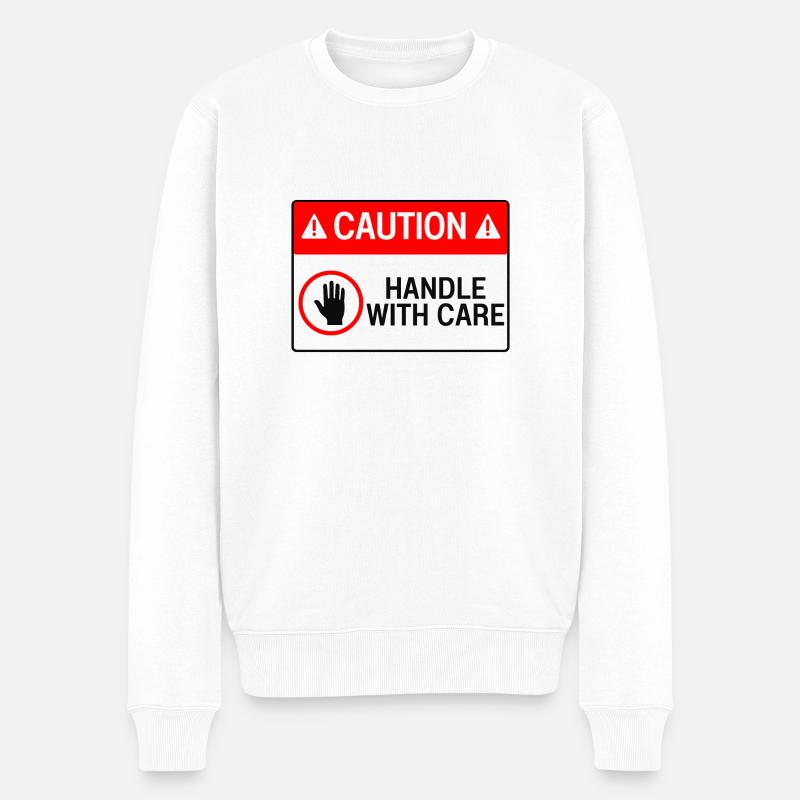 Caution : handle with care - Pull Premium bio Homme - blanc