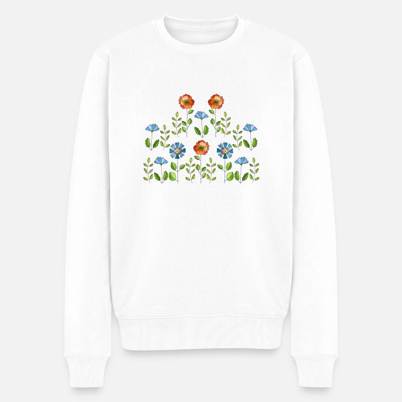 Blumen - Männer Premium Bio Pullover - Weiß