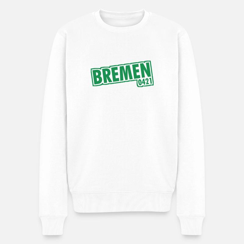 Bremen - 0421 - Vorwahl - Männer Premium Bio Pullover - Weiß