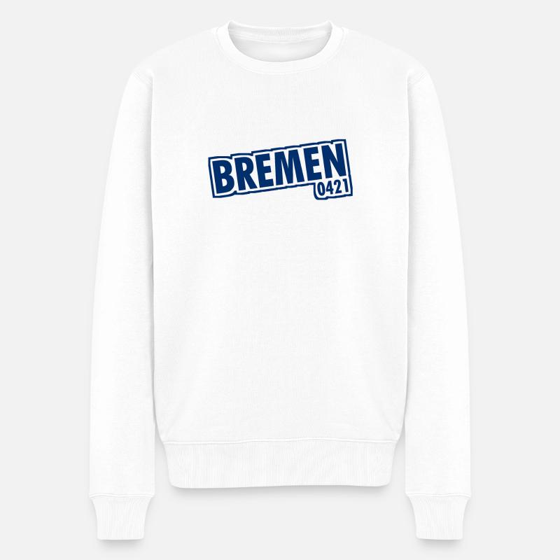 Bremen - 0421 - Vorwahl - Männer Premium Bio Pullover - Weiß