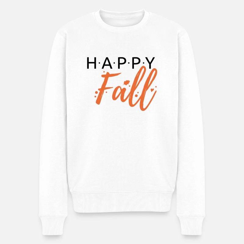 Happy Fall – Schriftzug - Männer Premium Bio Pullover - Weiß