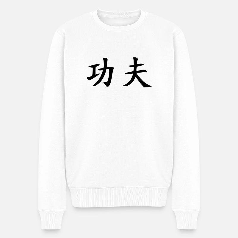 Kung Fu - Männer Premium Bio Pullover - Weiß