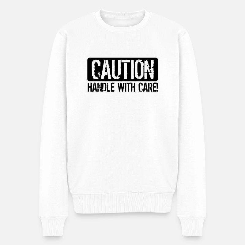 Handle with Care - Männer Premium Bio Pullover - Weiß