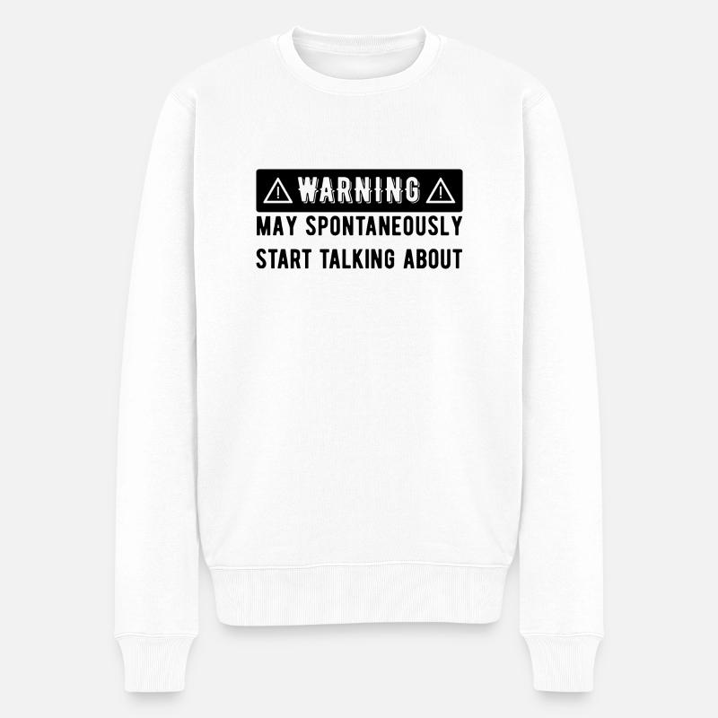 warning - Männer Premium Bio Pullover - Weiß