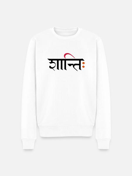 Shanti - Peace - Männer Premium Bio Pullover - Weiß