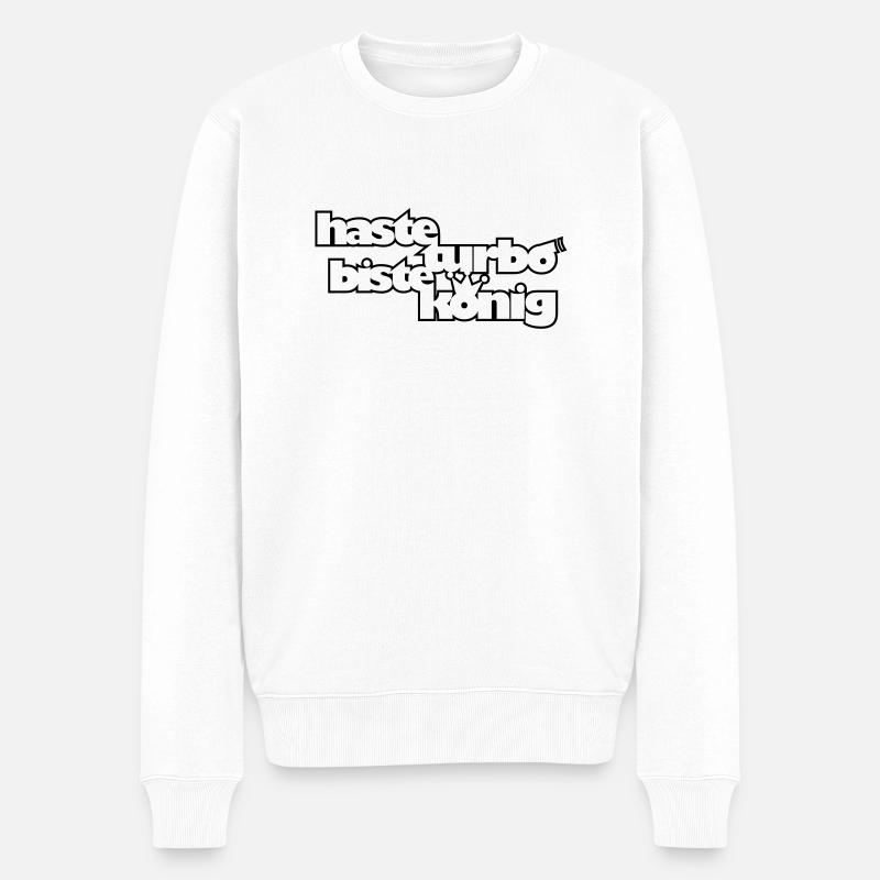 Haste Turbo biste König Shocker - Männer Premium Bio Pullover - Weiß