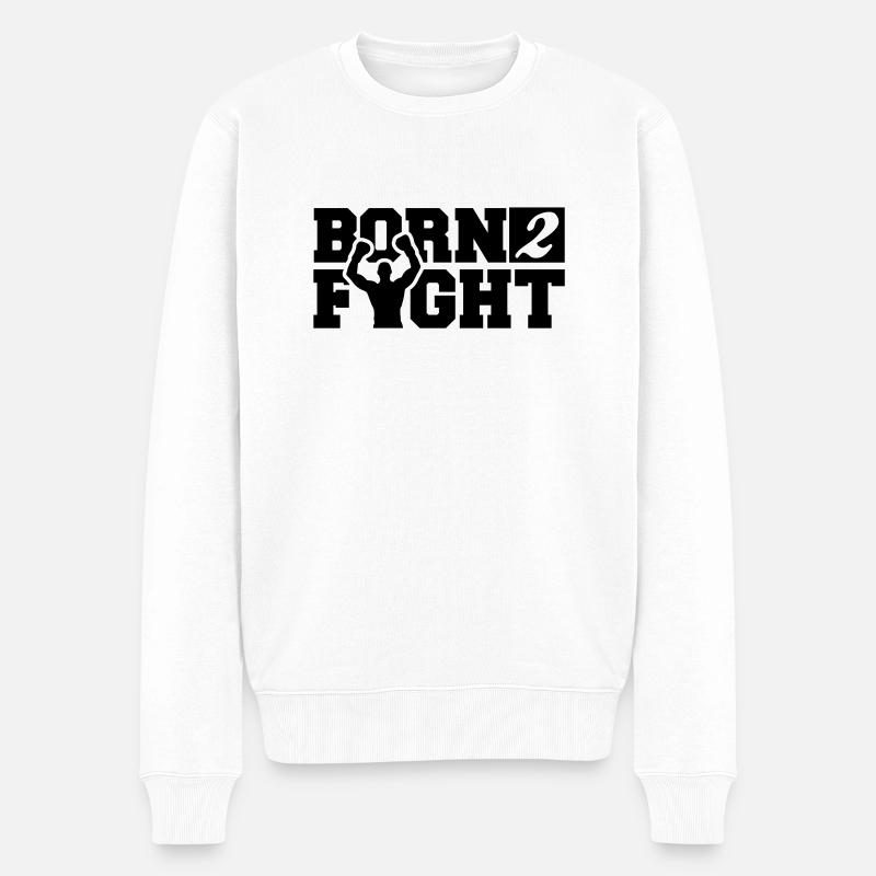 born_2_fight_a1 - Pull Premium bio Homme - blanc
