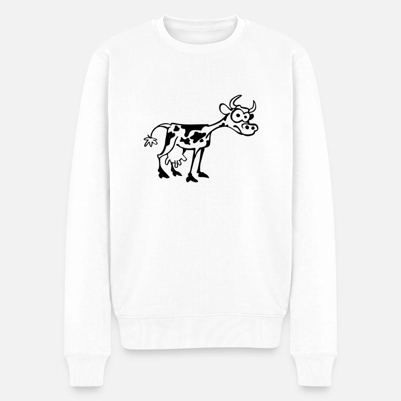 Kuh - Männer Premium Bio Pullover - Weiß