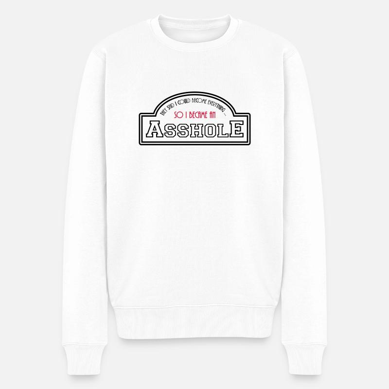 asshole - Männer Premium Bio Pullover - Weiß