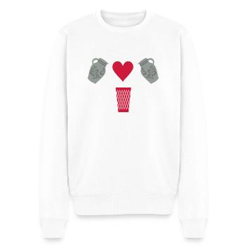 BEMBEL UND GERIPPTES - Apfelwein Motive - Männer Premium Bio Pullover - Weiß - Vorne - Thijin (182cm)