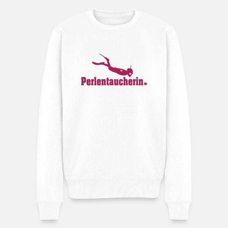 Perlentaucherin - Männer Premium Bio Pullover - Weiß