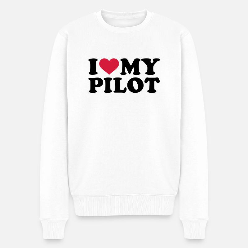 I love my Pilot - Pull Premium bio Homme - blanc