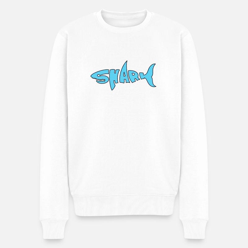 Shark - Männer Premium Bio Pullover - Weiß