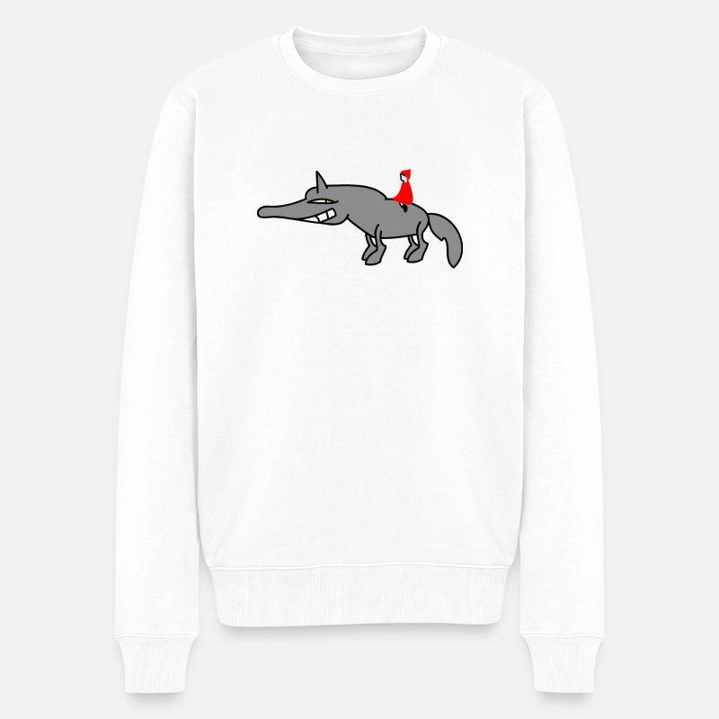 Wolf mit Rotkäppchen - Männer Premium Bio Pullover - Weiß