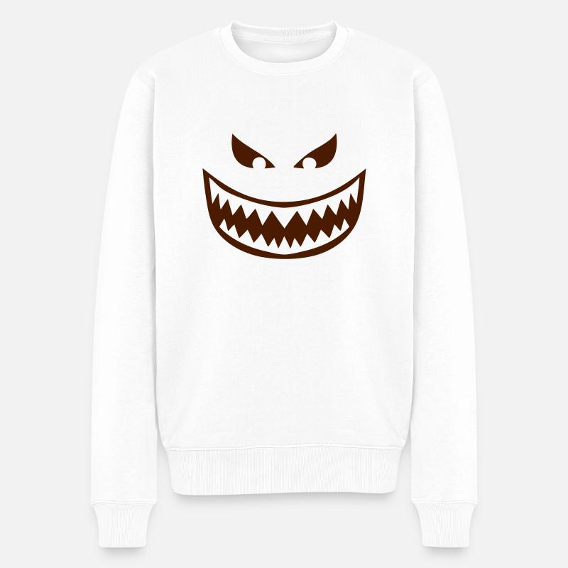 dent feroce mechant smiley 1612 - Pull Premium bio Homme - blanc