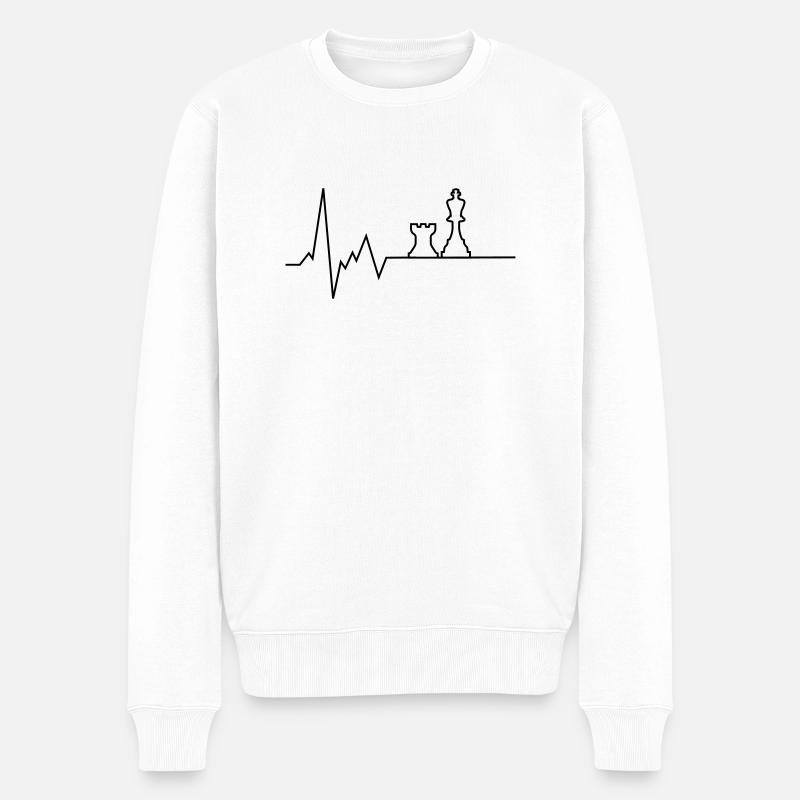 herzschlag schach - Männer Premium Bio Pullover - Weiß