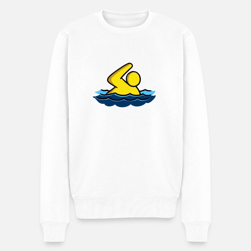 Comic Schwimmen Symbol - Männer Premium Bio Pullover - Weiß