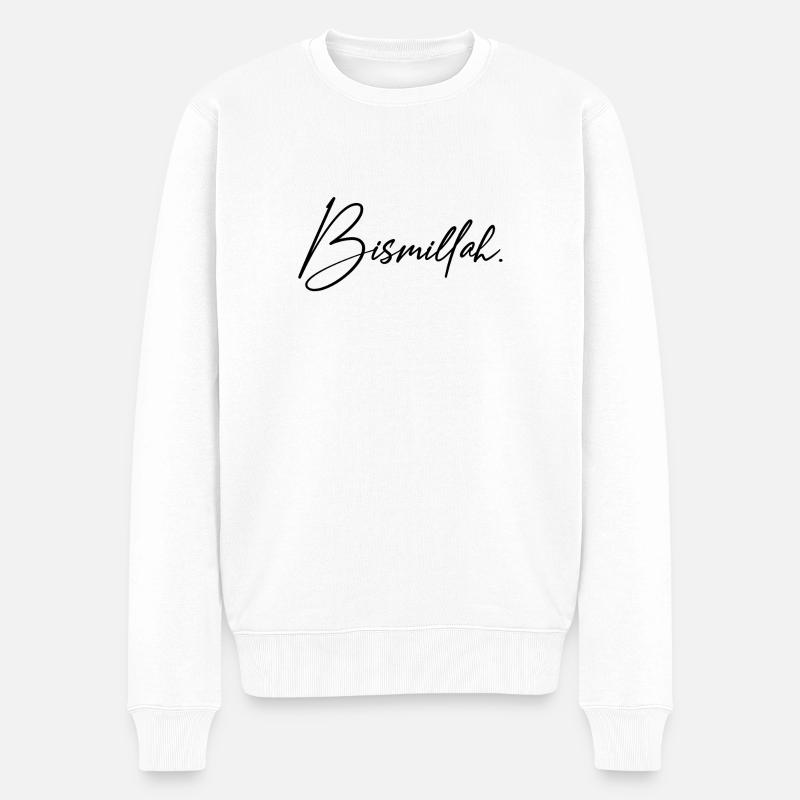 Bismillah lettrage conception de t-shirt musulman islam - Pull Premium bio Homme - blanc