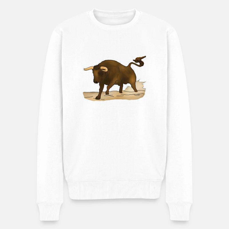 Stier, Bulle - Männer Premium Bio Pullover - Weiß