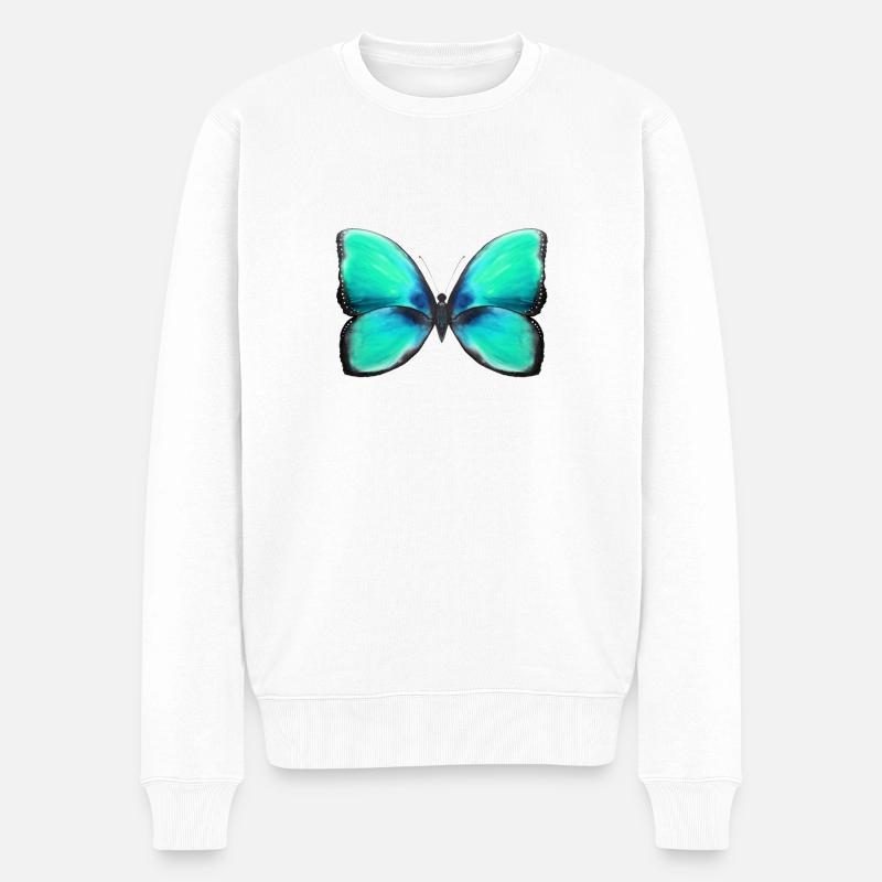 Blaue Freiheit - Männer Premium Bio Pullover - Weiß