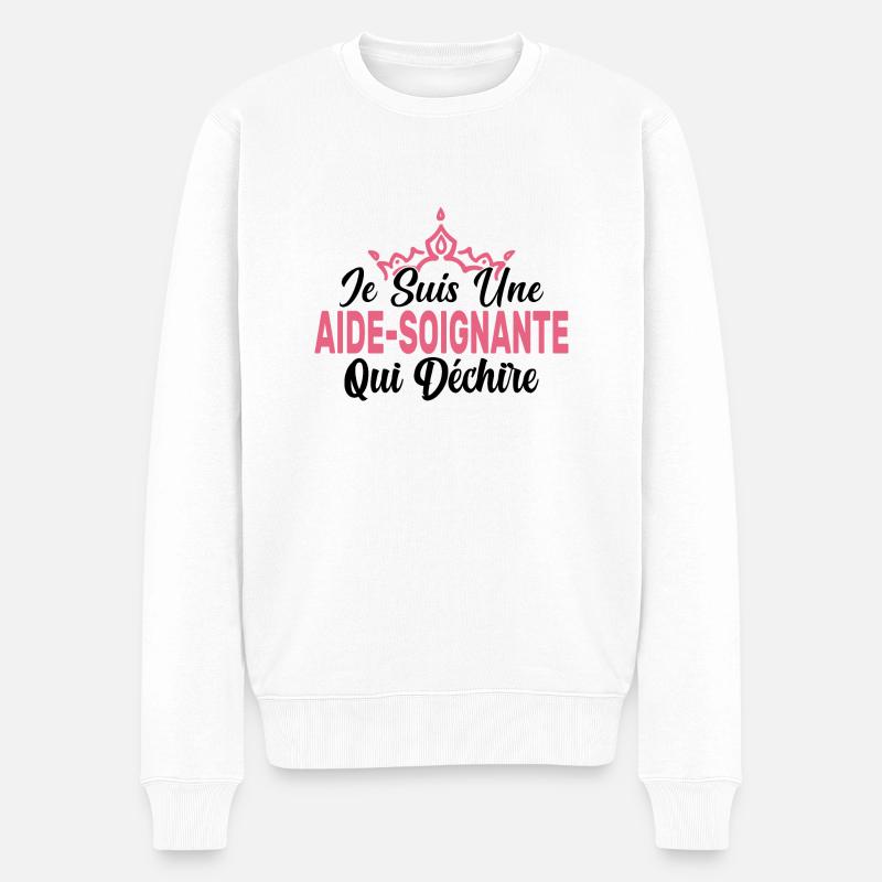 Je Suis Une Aide Soignante Qui Déchire Cadeau - Pull Premium bio Homme - blanc