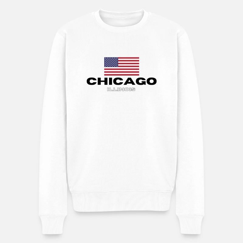 Chicago - Männer Premium Bio Pullover - Weiß