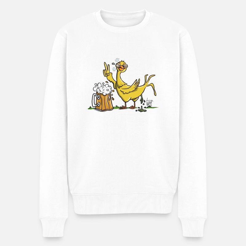 Drunk Bird - Männer Premium Bio Pullover - Weiß